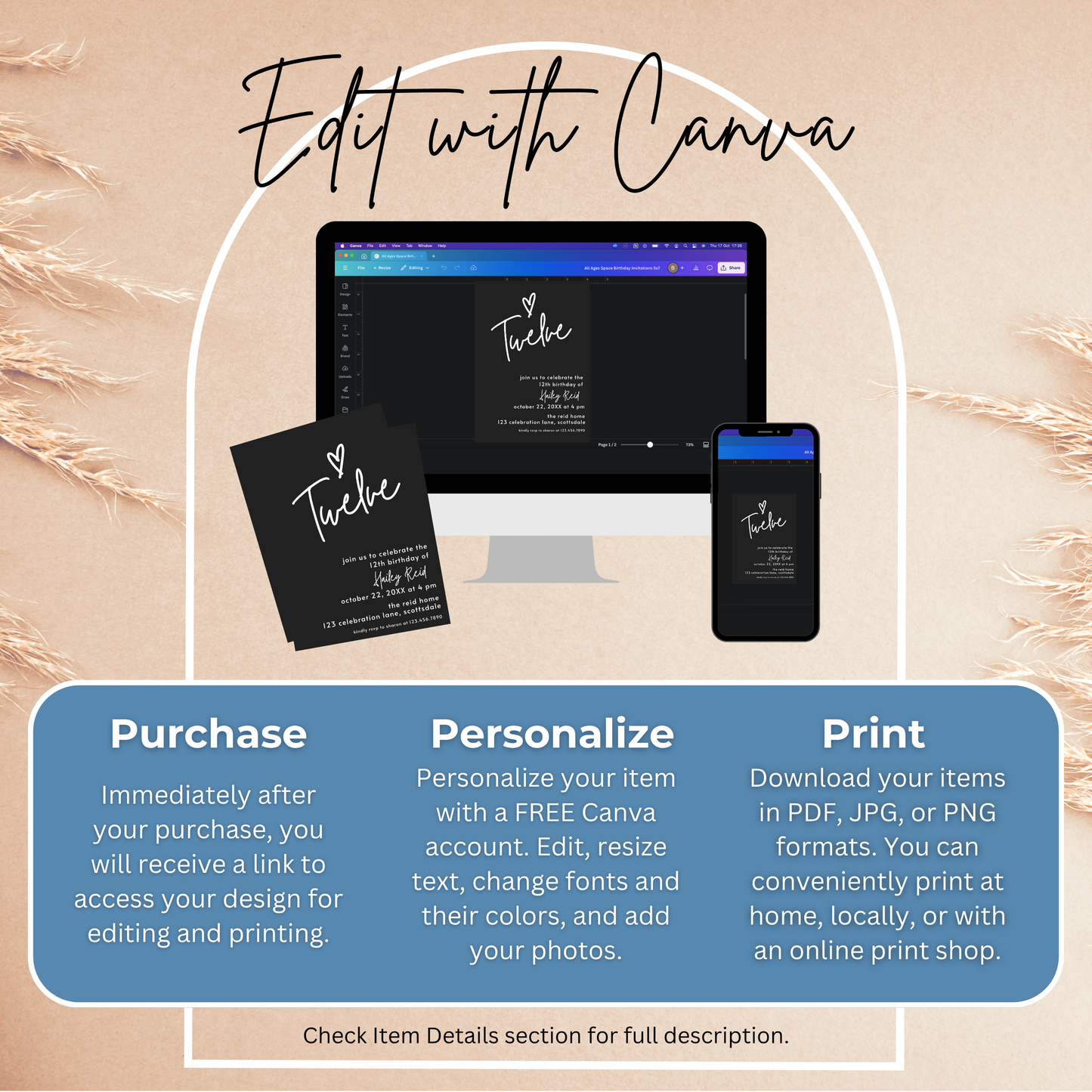 12th Birthday Invite Template: Simple Teen Girl Invitation Printable 0013