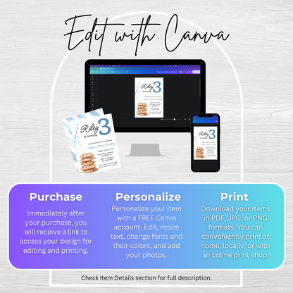 Cookies and Milk 3rd Birthday Invite: Printable Invitation Template 0005