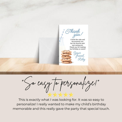 Milk and Cookies Thank You Note Birthday Template Editable Sweet Cookie Party Thank You Card Tough Cookie Party Thank You Letter 0005