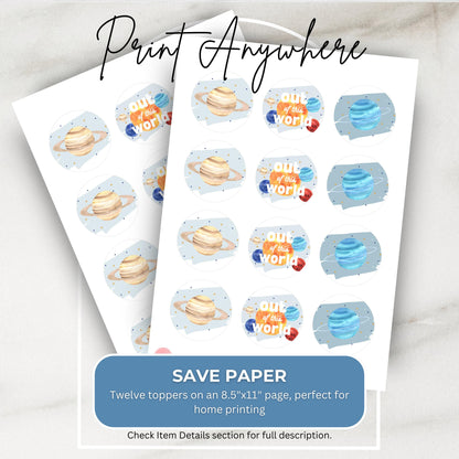 Out of This World Cupcake Toppers Space Party Decorations Cake Toppers Space Party Solar System Party Birthday Decor Party Supplies 0001