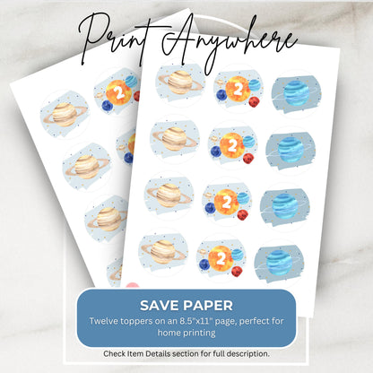 Out of This World Cupcake Toppers 2nd Birthday Space Party Decorations Solar System Party Birthday Decor Party Supplies Cake Topper 0001