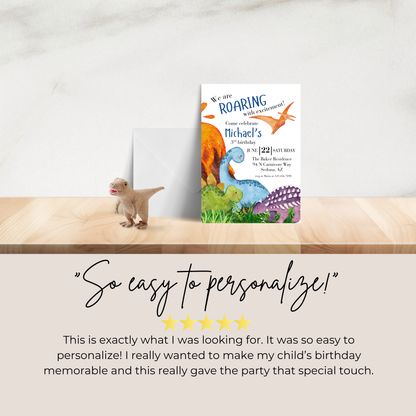 Dinosaur Third Birthday Invitation Third Dinosaur Birthday Dinosaur Invitation 3rd Birthday Invite Boy Third Birthday Dinosaur 0008