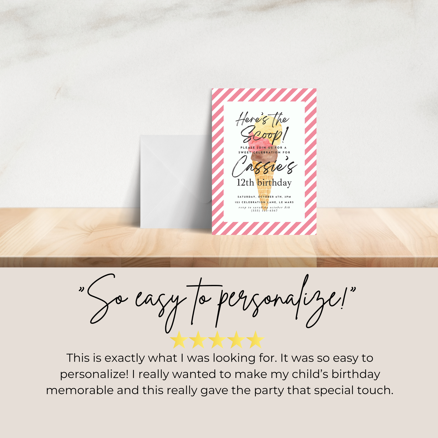 Here's the Scoop Invitation Ice Cream Birthday Party Invite Twelfth Birthday Invite Template Girls Sweet Birthday Party 12th Birthday 0002