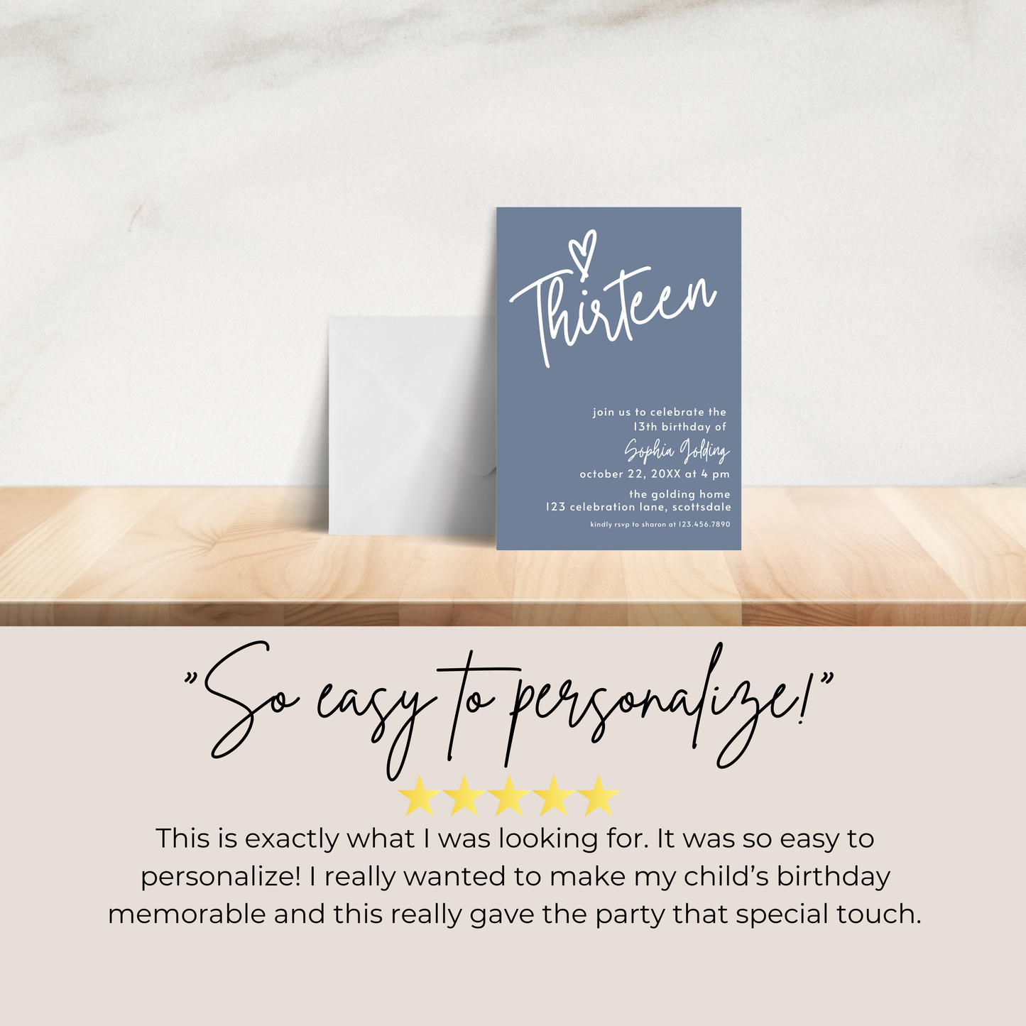 13th Birthday Invitation for Girl Dusty Blue Thirteen Birthday Invite Dusty Blue Birthday Teenager Simple Invitation Printable Template 0011