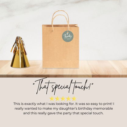 Sage Green Favor Tag Teenage Sage Green Birthday Party Favor Tag Sage Green Hanging Tag Sage Green Thank You Tag Circle Tag Square Tag 0003