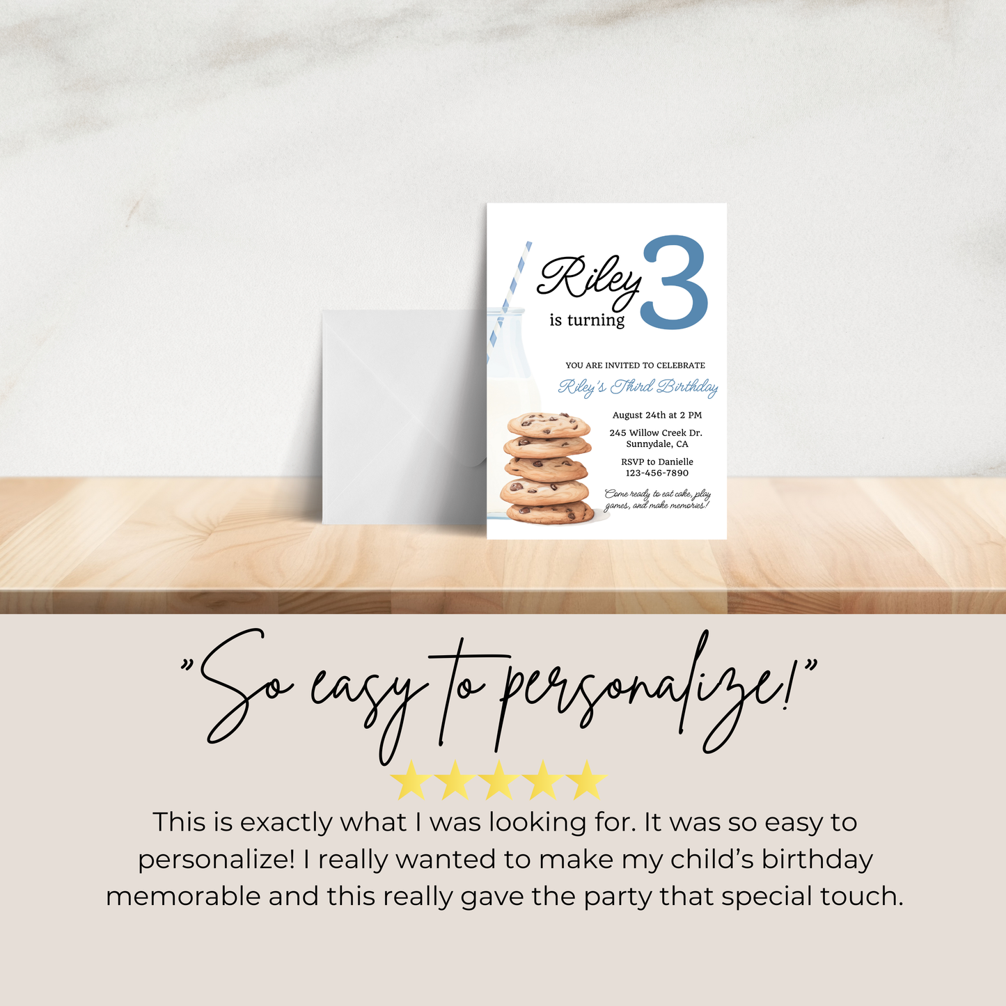 Cookies and Milk 3rd Birthday Invite: Printable Invitation Template 0005