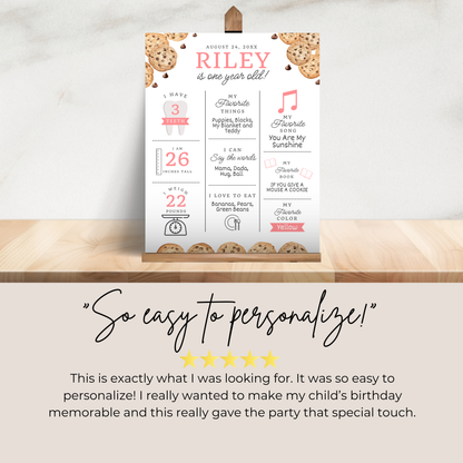 Milestone Board Milk and Cookies First Birthday Sign First Year Milestone Sweet Cookie Birthday Milestone Tough Cookie Birthday Sign 0009