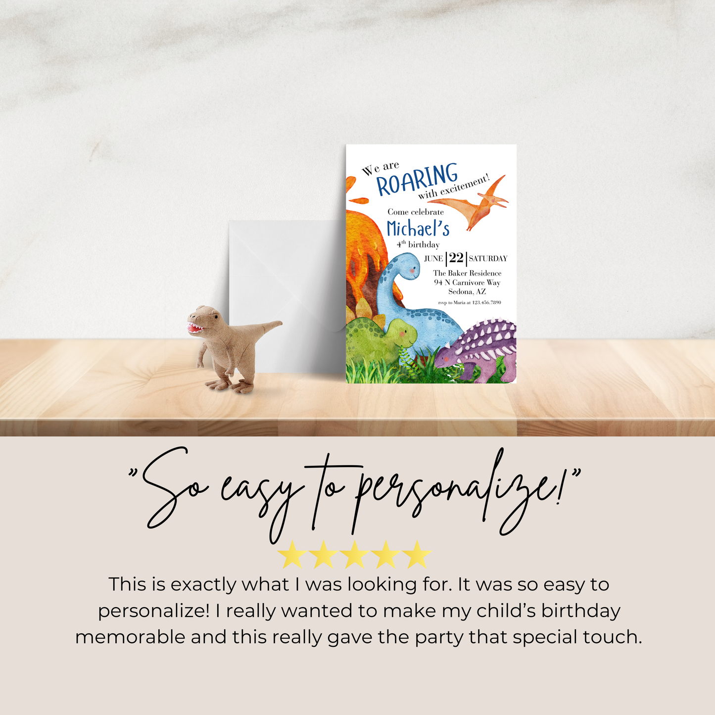 4th Birthday Dinosaur Invitation: Editable Printable Invite for Boys Dinosaur Theme 0008
