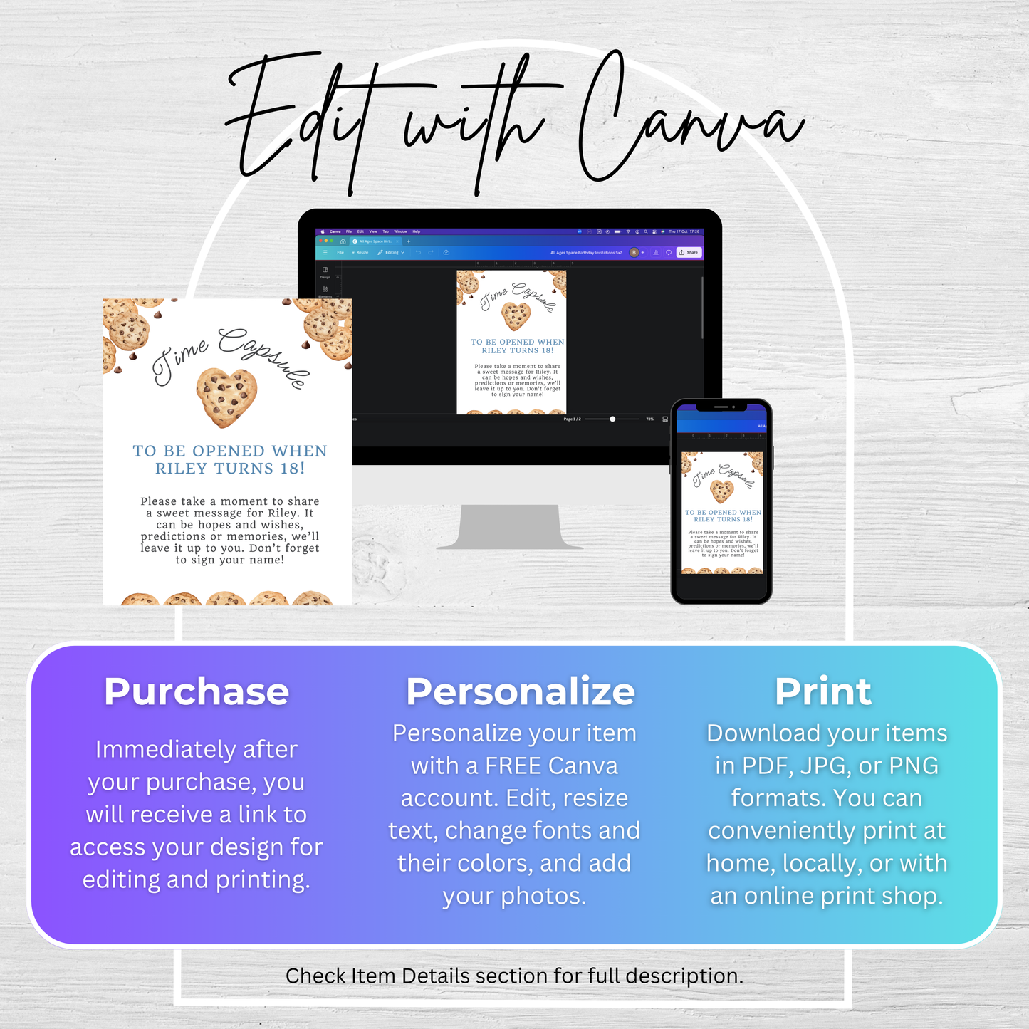 Time Capsule Sign and Notes One Tough Cookie Party Decoration Time Capsule One Sweet Cookie Sign Milk and Cookies Theme First Birthday 0005