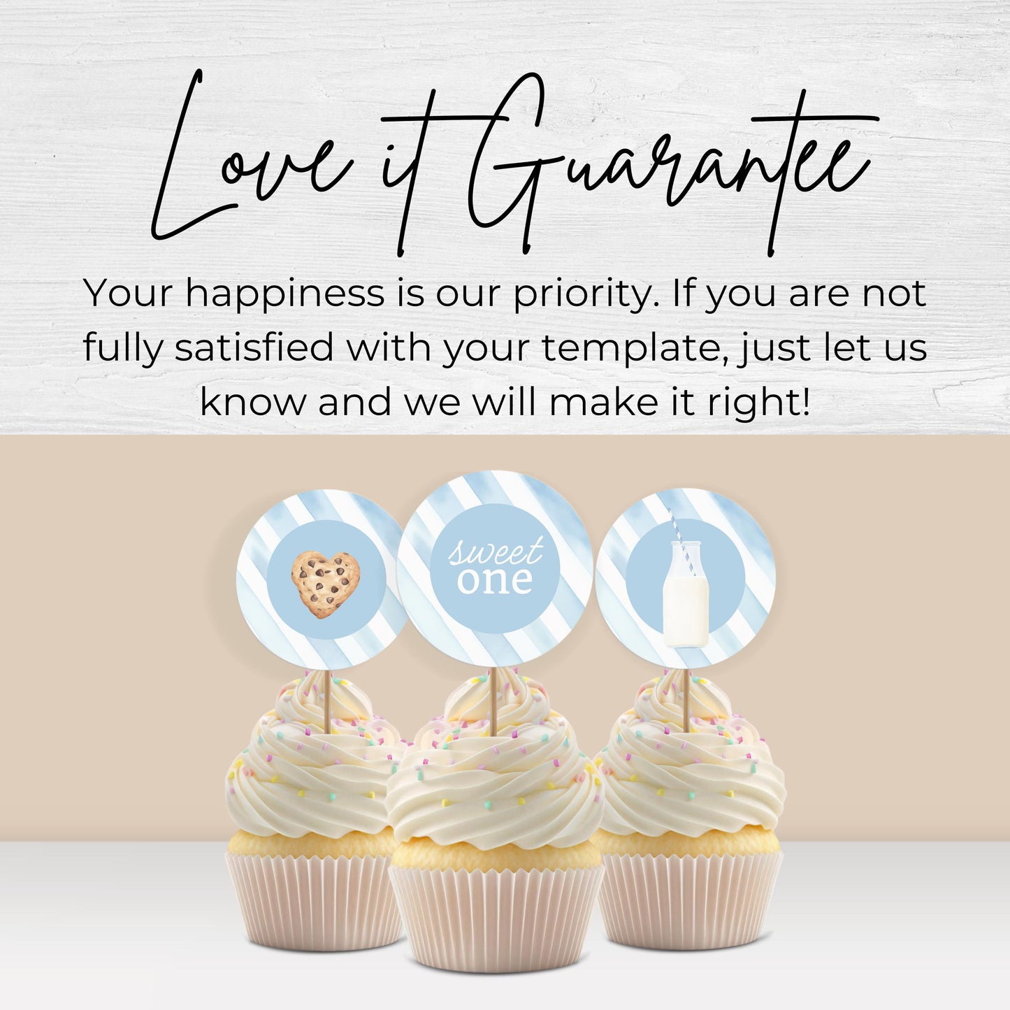 One Sweet Cookie Birthday Cupcake Toppers First Birthday Milk Cookies Cake Topper 1st Birthday Cookie Sweet Celebration Birthday 0005