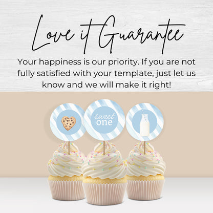 One Sweet Cookie Birthday Cupcake Toppers First Birthday Milk Cookies Cake Topper 1st Birthday Cookie Sweet Celebration Birthday 0005