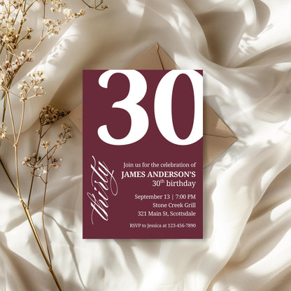 30th Birthday Invitation 30th Birthday Invite 30th Birthday for Him 30th Birthday Invitation for Him 30th Birthday Invitations for Men 0007