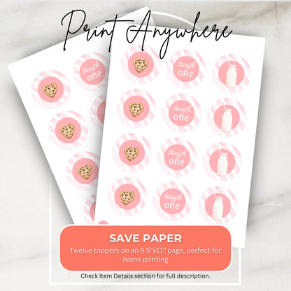 One Tough Cookie Birthday Cupcake Toppers First Birthday Milk Cookies Cake Topper 1st Birthday Cookie Sweet Celebration Birthday 0009