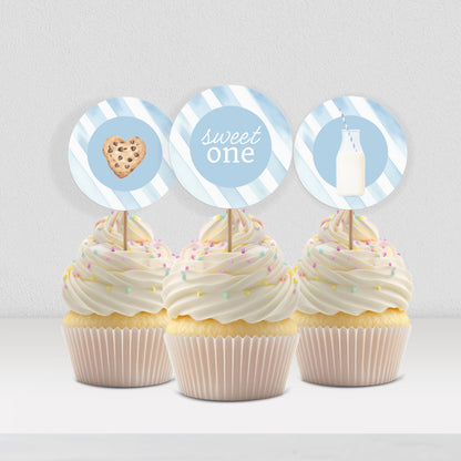 One Sweet Cookie Birthday Cupcake Toppers First Birthday Milk Cookies Cake Topper 1st Birthday Cookie Sweet Celebration Birthday 0005
