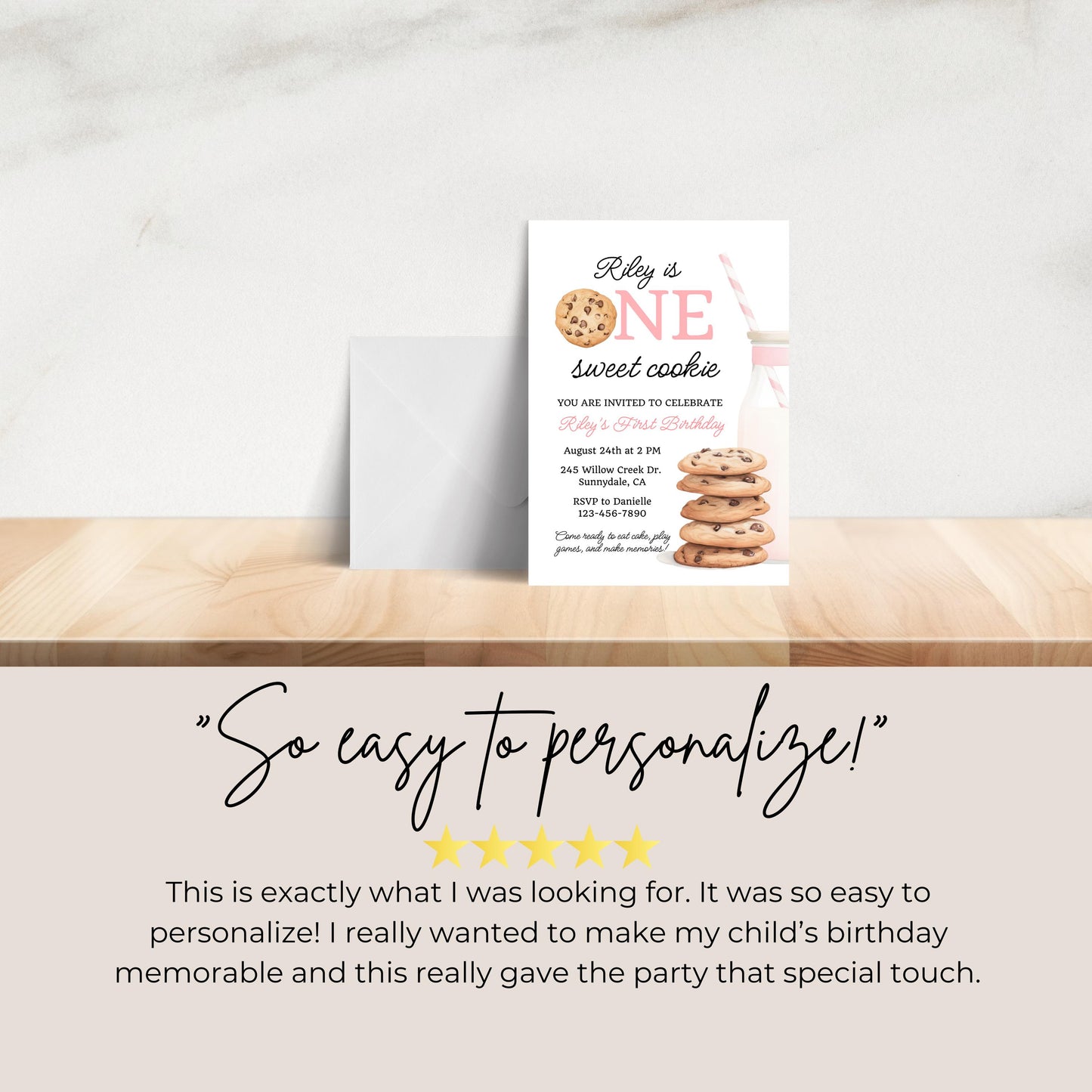 One Sweet Cookie Birthday Invitation First Birthday Girl Milk Cookies Party 1st Birthday Cookie Sweet Celebration Toddler Birthday Cute 0009