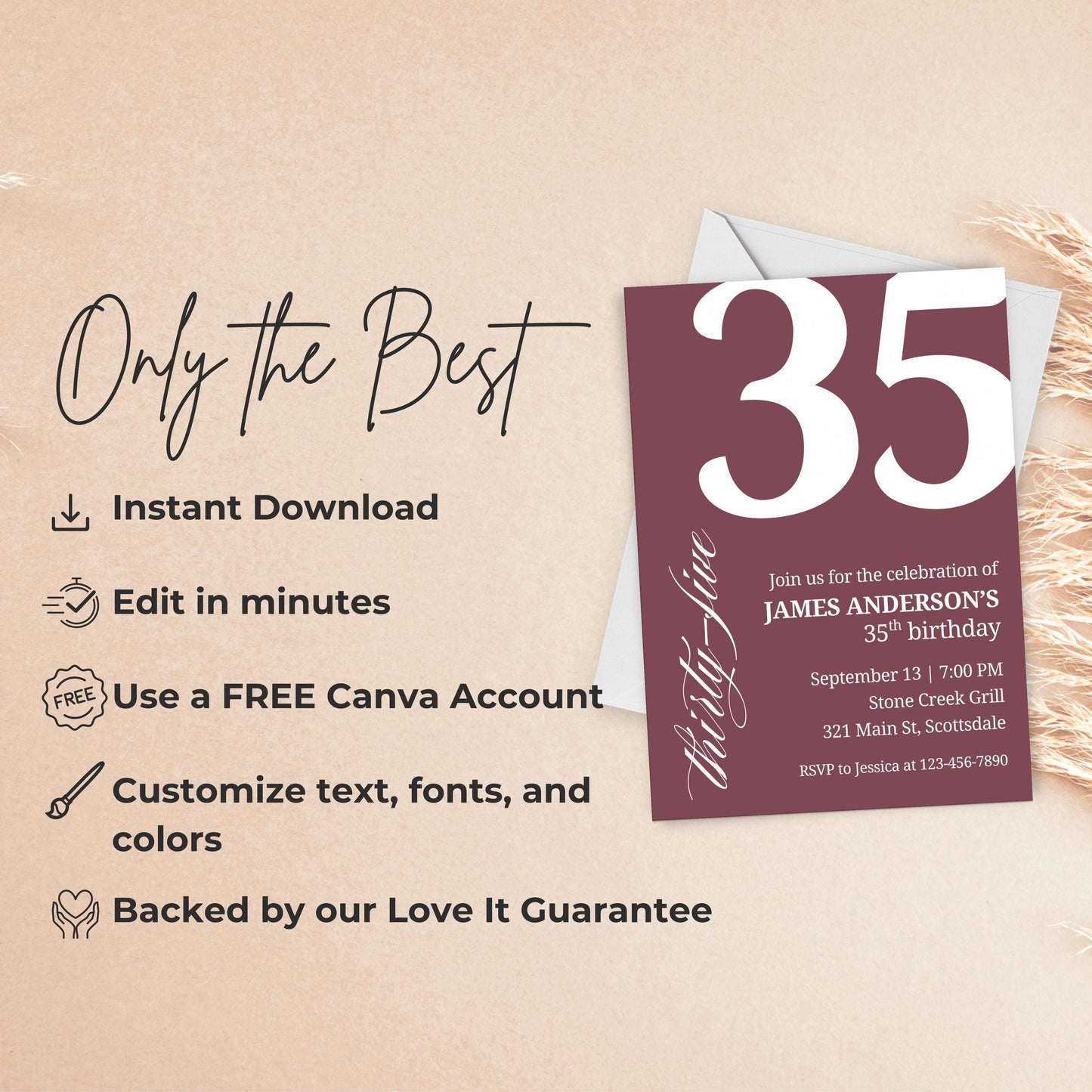 35th Birthday Invitation 35th Birthday Invite 35th Birthday for Him 35th Birthday Invitation for Him 35th Birthday Invitations for Men 0007