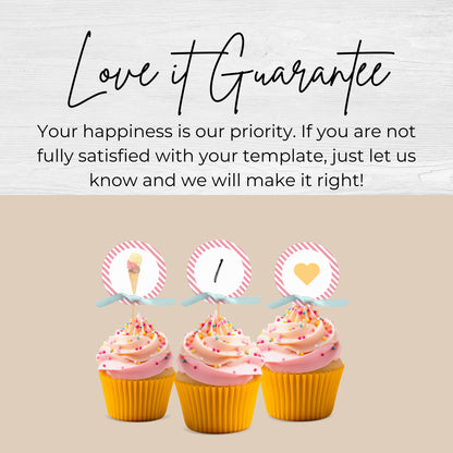 Cupcake Toppers 1st Birthday Ice Cream Party Decorations Here's the Scoop First Birthday Decor Party Supplies Sweet One Birthday Topper 0002