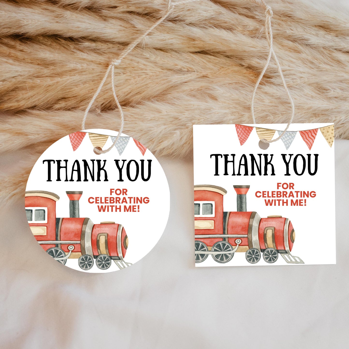 Train Party Favor Tag Chugga Chugga Two Two Party Birthday Party Favor Tag All Aboard Hanging Tag Thank You Tag Circle Tag Square Tag 0006
