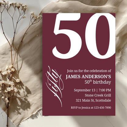 50th Birthday Invitation for Men 50th Birthday Invite 50th Birthday for Him 50th Birthday Invitation 50th Birthday Invitation for Him 0007