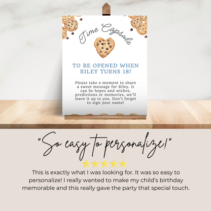 Time Capsule Sign and Notes One Tough Cookie Party Decoration Time Capsule One Sweet Cookie Sign Milk and Cookies Theme First Birthday 0005
