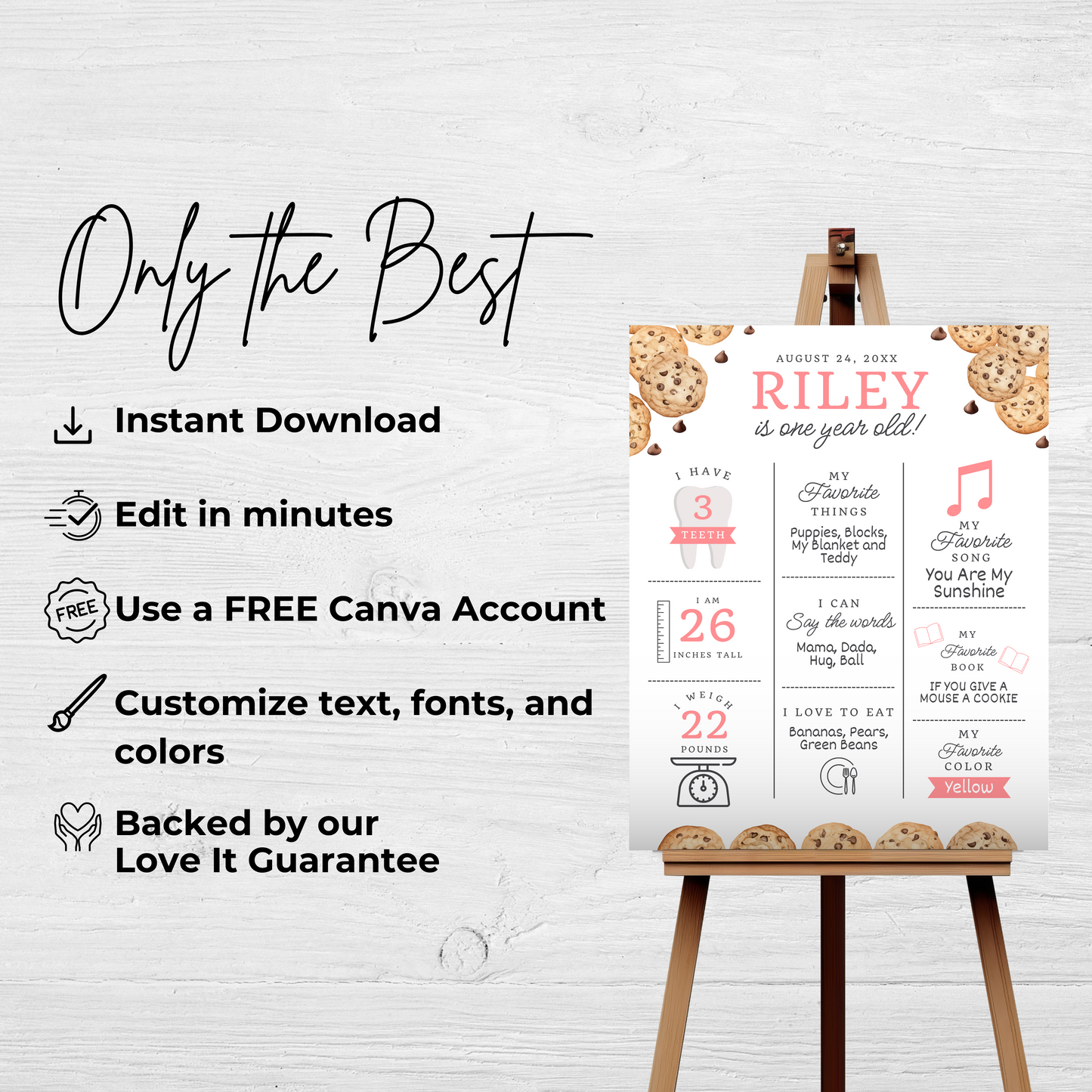 Milestone Board Milk and Cookies First Birthday Sign First Year Milestone Sweet Cookie Birthday Milestone Tough Cookie Birthday Sign 0009