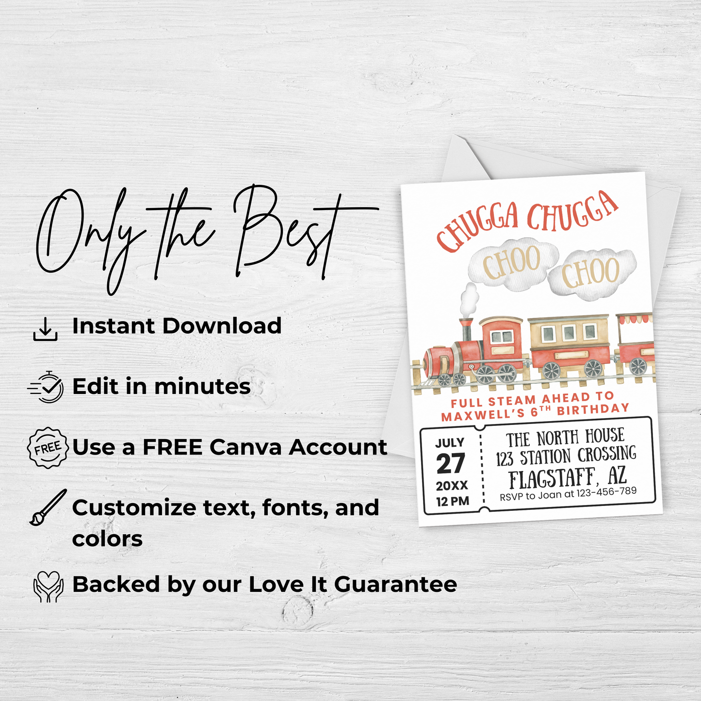 6th Birthday Invitation Template for Train Themed Birthday Party: Printable Invite Digital Download 0006