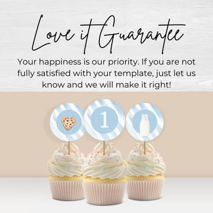 First Birthday Cupcake Toppers One Sweet Cookie Birthday Milk Cookies Cake Topper 1st Birthday Cookie Sweet Celebration Birthday 0005