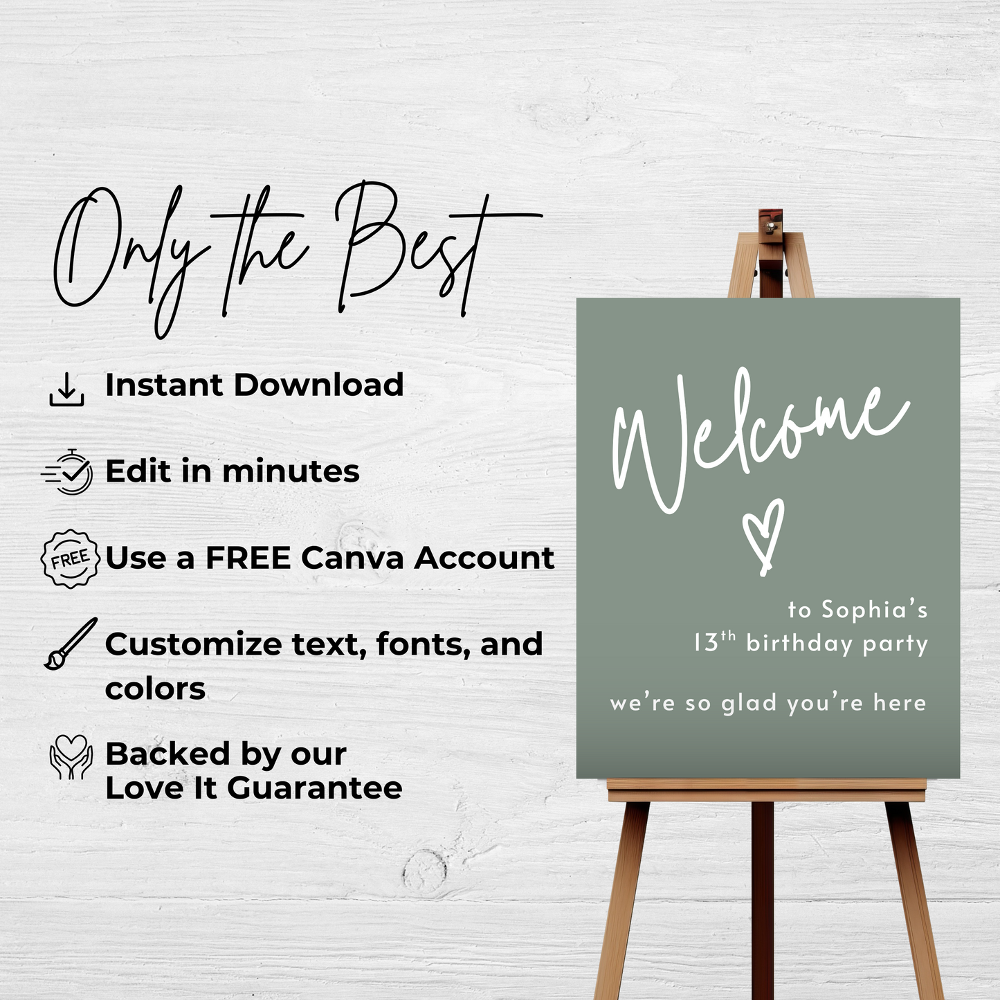 13th Birthday Party Welcome Sign: Editable Digital Download Sign 0003