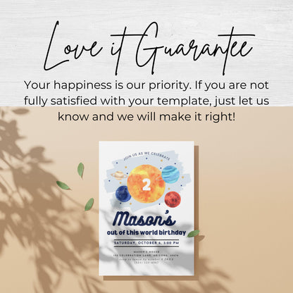 Space Invitation Second Birthday Invite Out of This World Birthday 2nd Birthday Galaxy Party Outer Space Birthday Solar System Party 0001