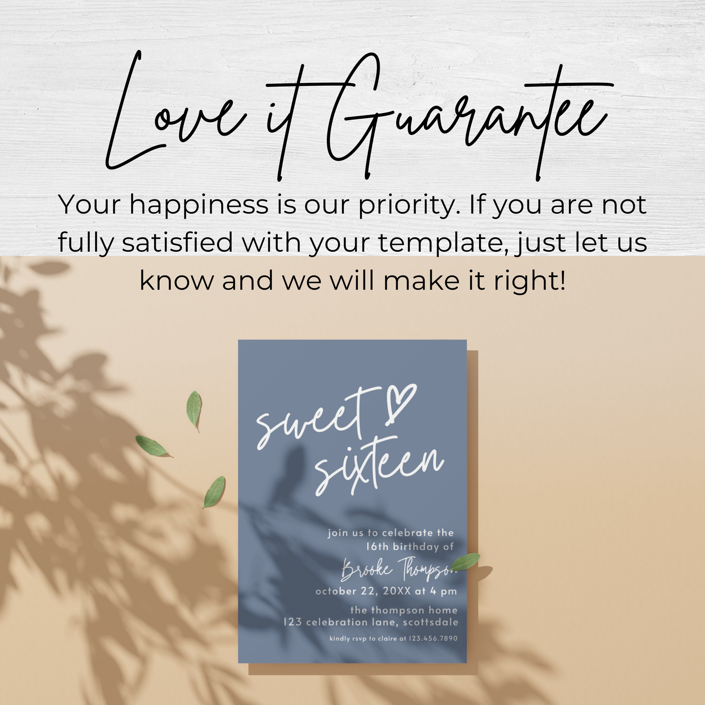 16th Birthday Invitation for Girl Dusty Blue Sweet Sixteen Invite Dusty Blue Birthday for Teenager Simple Invitation Printable Template 0011