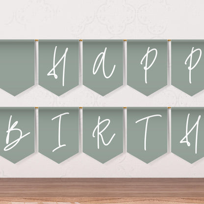 Sage Green Party Happy Birthday Banner Letters Happy Birthday Banner Sage Green Teen Party Sweet Sixteen Flag Happy Birthday Flags 0003