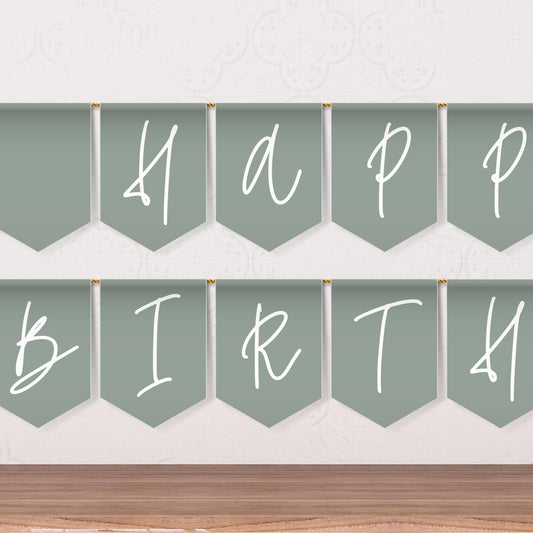 Sage Green Party Happy Birthday Banner Letters Happy Birthday Banner Sage Green Teen Party Sweet Sixteen Flag Happy Birthday Flags 0003