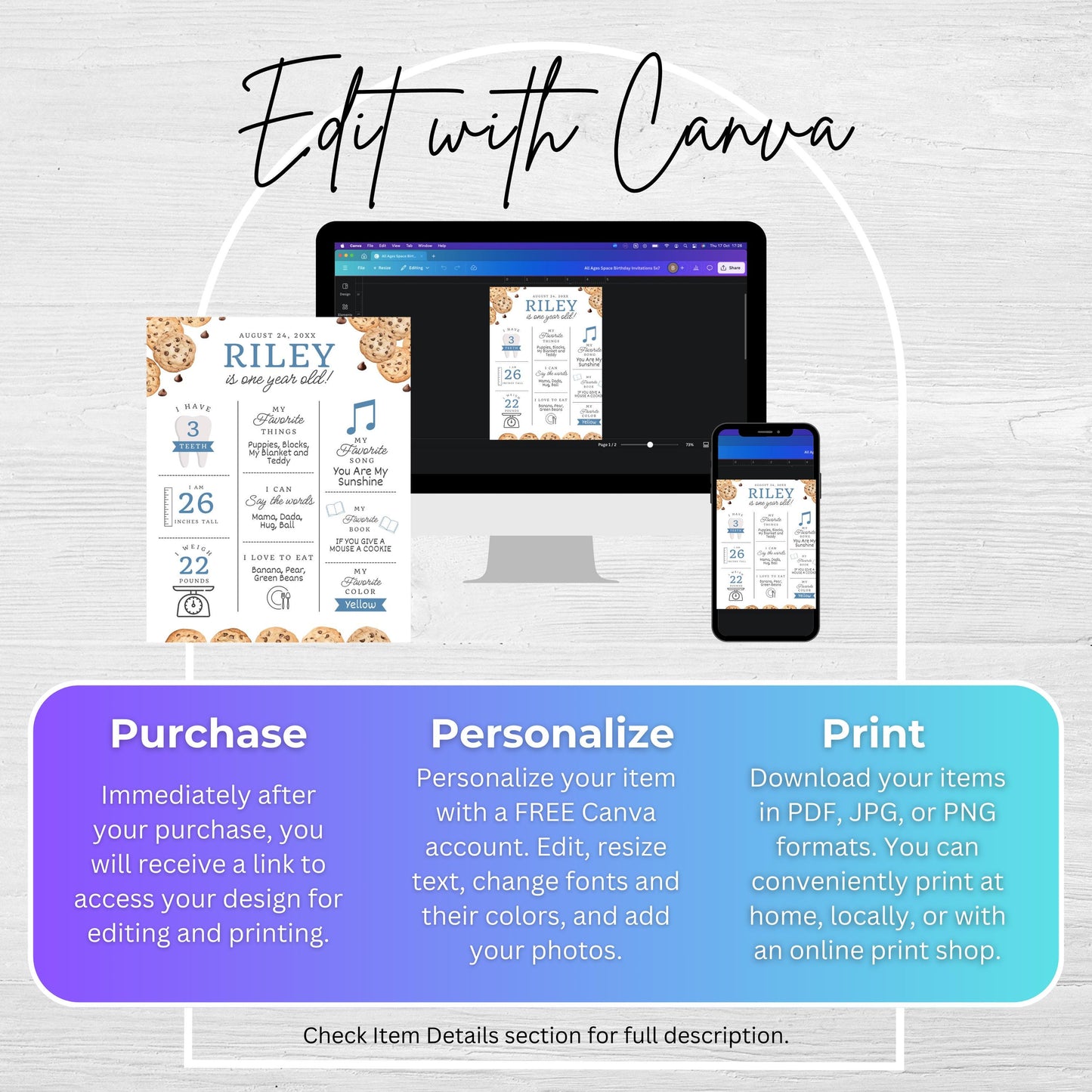 Milestone Board Milk and Cookies First Birthday Sign First Year Milestone Sweet Cookie Birthday Milestone Tough Cookie Birthday Sign  0005