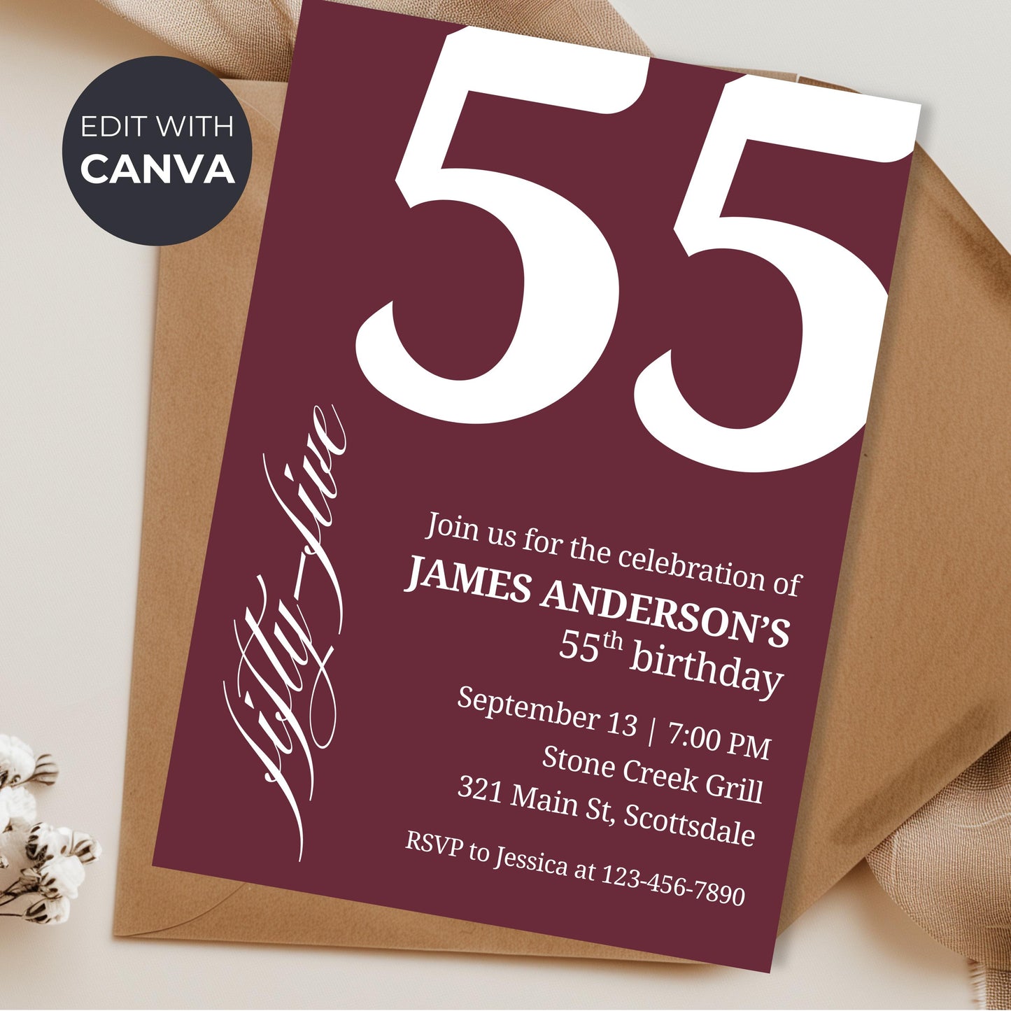 55th Birthday Invitation for Men 55th Birthday Invite 55th Birthday for Him 55th Birthday Invitation 55th Birthday Invitation for Him 0007