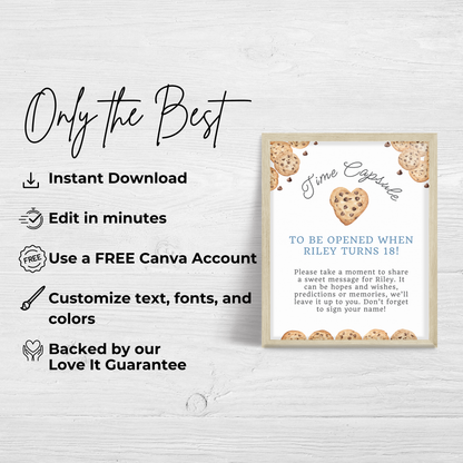 Time Capsule Sign and Notes One Tough Cookie Party Decoration Time Capsule One Sweet Cookie Sign Milk and Cookies Theme First Birthday 0005