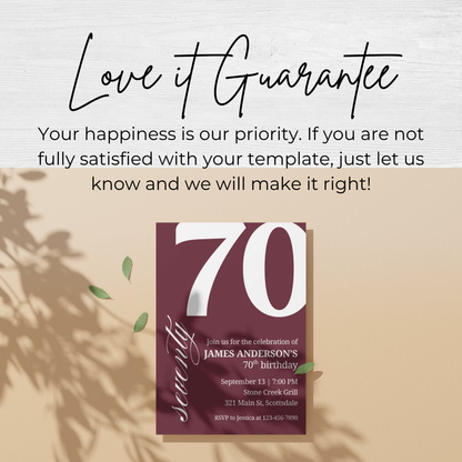 70th Birthday Invitation for Men 70th Birthday Invite 70th Birthday for Him 70th Birthday Invitation 70th Birthday Invitation for Him 0007