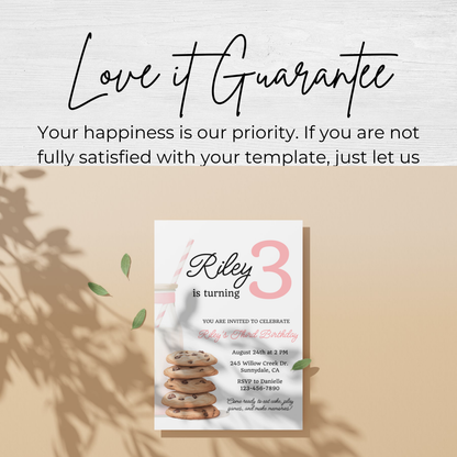 Cookies and Milk 3rd Birthday Invite: Printable Invitation Template 0009