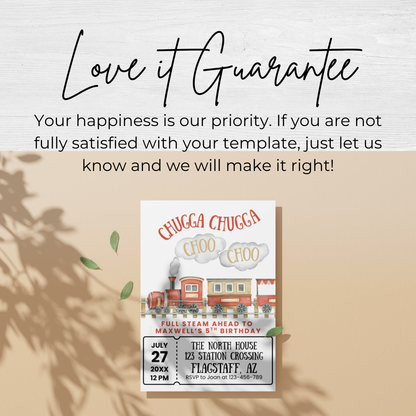 Chugga Chugga Choo Choo Birthday Invitation Train Party Birthday Invite Train All Aboard 5th Birthday Full Steam Ahead Fifth Birthday 0006