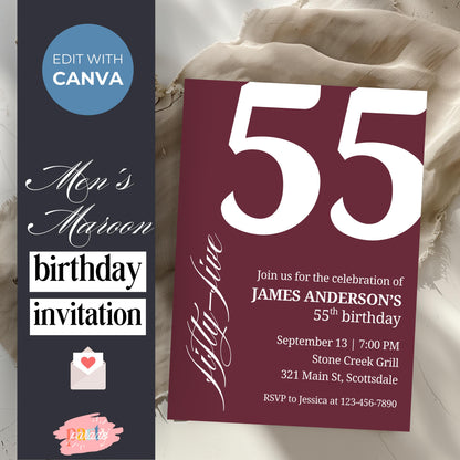55th Birthday Invitation for Men 55th Birthday Invite 55th Birthday for Him 55th Birthday Invitation 55th Birthday Invitation for Him 0007