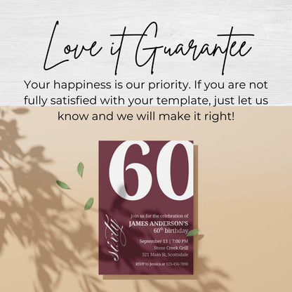 60th Birthday Invitation for Men 60th Birthday Invite 60th Birthday for Him 60th Birthday Invitation 60th Birthday Invitation for Him 0007