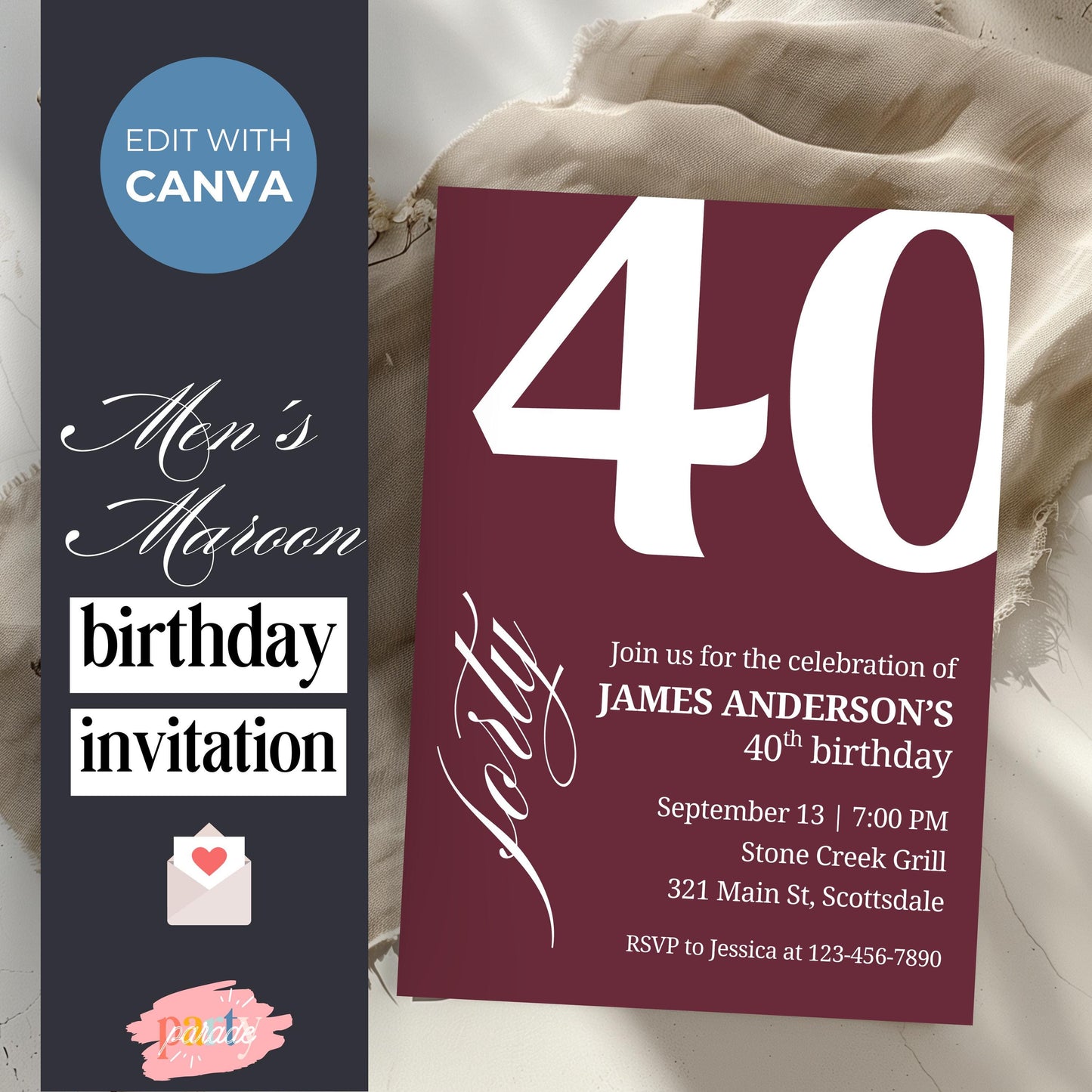 40th Birthday Invitation for Men 40th Birthday Invite 40th Birthday for Him 40th Birthday Invitation 40th Birthday Invitation for Him 0007