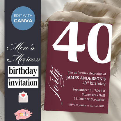 40th Birthday Invitation for Men 40th Birthday Invite 40th Birthday for Him 40th Birthday Invitation 40th Birthday Invitation for Him 0007