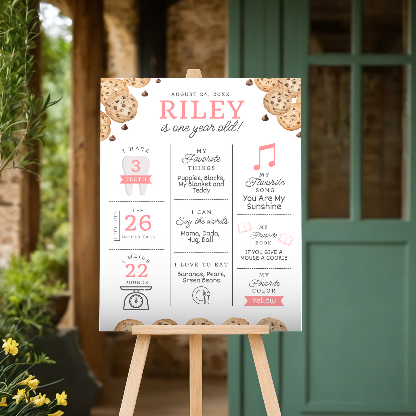 Milestone Board Milk and Cookies First Birthday Sign First Year Milestone Sweet Cookie Birthday Milestone Tough Cookie Birthday Sign 0009