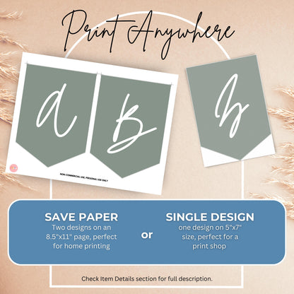 Sage Green Party Alphabet Banner Letters A to Z Numbers Symbols Happy Birthday Banner Sage Green Teen Party Sweet Sixteen Flag Banner 0003