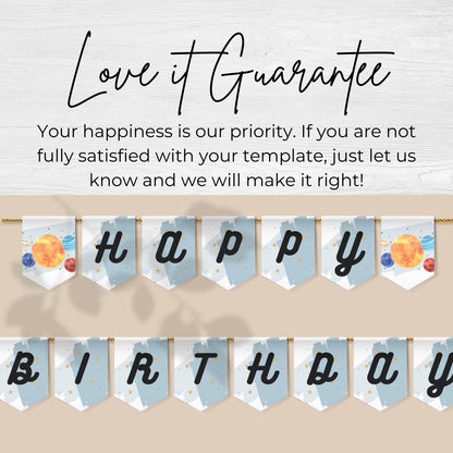 Space Party Alphabet Banner Letters A to Z Numbers Symbols Happy Birthday Banner Galaxy Birthday Solar System Party Flag Banner 0001