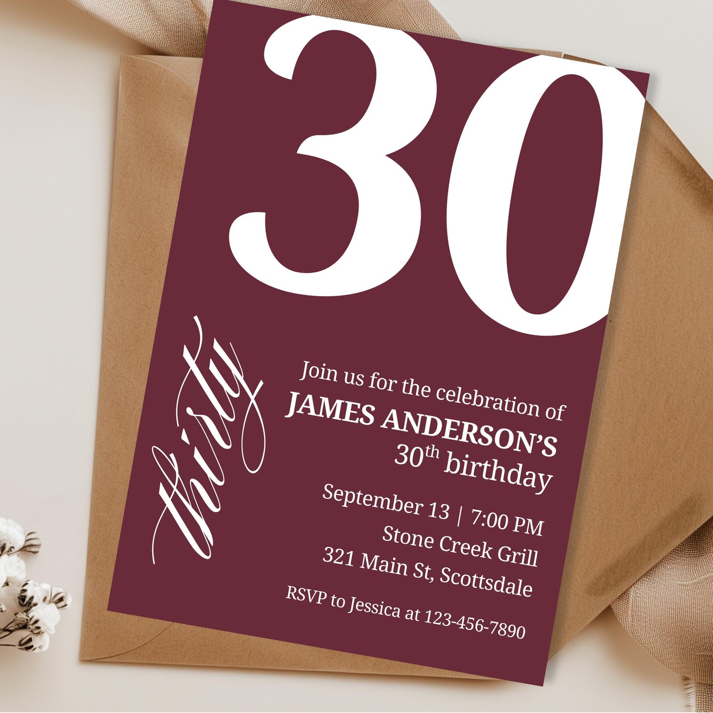 30th Birthday Invitation 30th Birthday Invite 30th Birthday for Him 30th Birthday Invitation for Him 30th Birthday Invitations for Men 0007