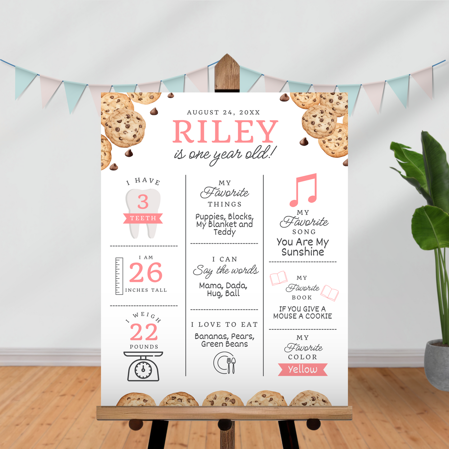 Milestone Board Milk and Cookies First Birthday Sign First Year Milestone Sweet Cookie Birthday Milestone Tough Cookie Birthday Sign 0009