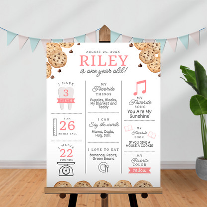 Milestone Board Milk and Cookies First Birthday Sign First Year Milestone Sweet Cookie Birthday Milestone Tough Cookie Birthday Sign 0009
