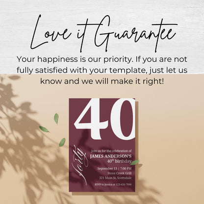 40th Birthday Invitation for Men 40th Birthday Invite 40th Birthday for Him 40th Birthday Invitation 40th Birthday Invitation for Him 0007