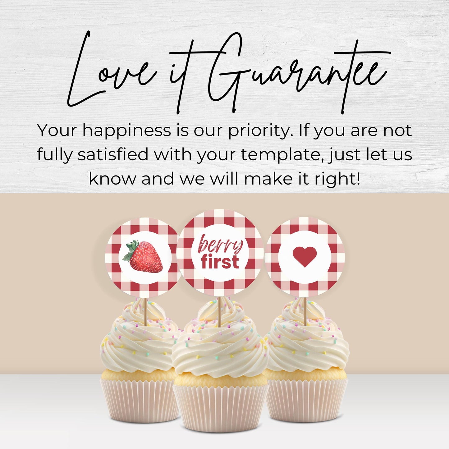 Berry First Birthday Cupcake Topper Berry 1st Birthday Cupcake Topper Strawberry Decor Berry Sweet Birthday Berry Party Decor 0010